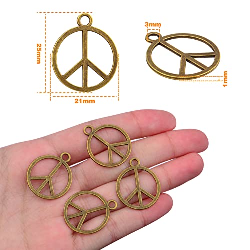 BronaGrand Sign Pendant Charms Alloy Peace Symbol Charms Peace Sign Beads Pendants Jewelry Charms Craft Supplies for DIY Necklace Bracelet Jewelry Making Accessory - color: Bronze