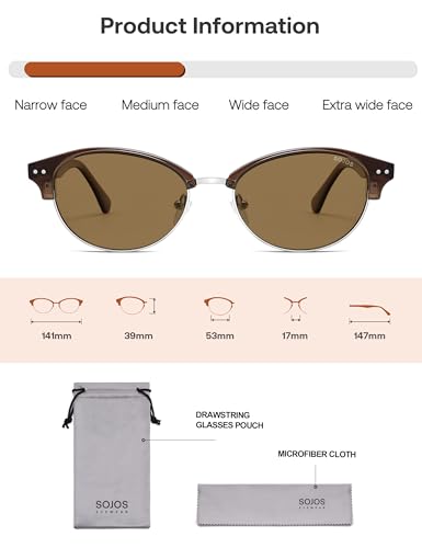SOJOS Trendy Oval Polarized Sunglasses for Women Retro Cute Shades Sunnies SJ2687 - color: Brown Frame Brown Lens