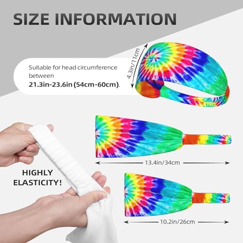 Black and Gold Swirl Liquid Ink Marble Workout Headbands Fashion Sports Sweatbands Yoga Hairbands for Fitness Athletic Non Slip Wicking Headscarf for Men Womens Girls Summer Accessories Elastic Bands - color: Colorful Tie Dye