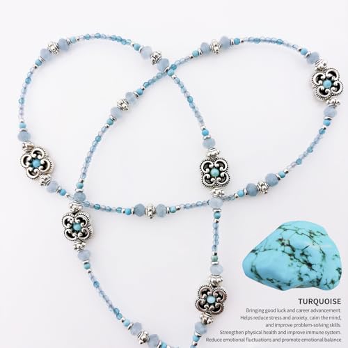 Damanse Beaded Glasses Chain,Eyeglass & Sunglass Strap For Women Stylish - color: Boho Turquoise