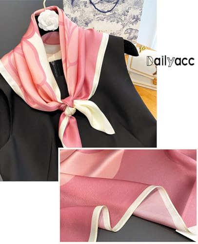 Dailyacc Hair Bandanas Scarf For Women Lightweight Fashion Neck Silk Satin Head Scarves For Sleeping Handbags Scarf - color: 14-pretty in Pink/27.5*27.5in