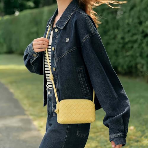ZEDIUH Woven Bag for Women Crossbody Shoulderbag, Small Vegan Leather Purse - color: Yellow