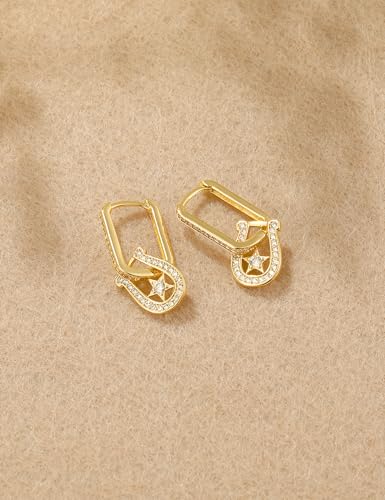 Mameloly Cowgirl Earrings for Women CZ 14K Gold Plated Western Cowboy Hat Dangle Hoop Earrings Cute Jewelry Hypoallergenic - color: Guitar Shape