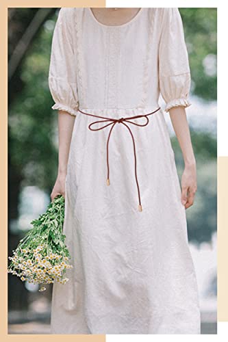TeeYee Waist Belt Woven Knitted Rope/Chain PU leather 3 Pieces Tassel Rope Skinny Belt - color: 019blackcoffeesilver