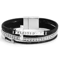 VIBILIA Boho Leather Wrap Bracelets for Women Men Multi-Layer Bracelets with Strong Clasp Western Jewelry - color: 11-Cross-Black