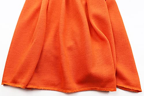 vabovin Head Wraps for Black Women Stretch Jersey Knit Turban Headwrap Solid Color Headscarf Headband Shawl - color: 07- Orange