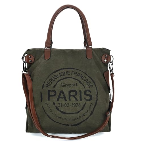 KAMEILONG Large Canvas Tote Bag for Women with Zipper Everyday Crossbody Bag Laptop Shoulder Bag Hobo Handbag - color: Green