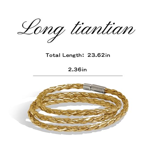 Long tiantian Boho Bracelets for Women Western Jewelry for Women Leather Wrap Bracelets Stackable Bangle Western Outfit for Women - color: pulseras para hombres(yellow)