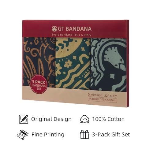 22"x22" Multi-Purpose 100% Cotton Bandana Face Mask(3-Pack) - color: Modern Assorted