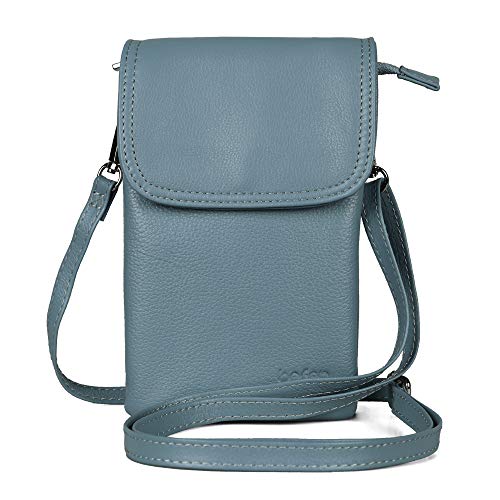 befen Genuine Leather Small Crossbody Bags for Women Cell Phone Bag Cross Body Purses,Silver Zipper - color: Air Force Blue