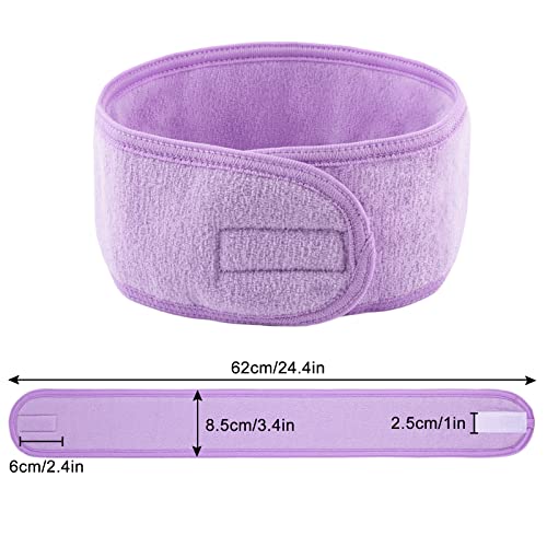 Whaline Spa Facial Headband 4 Packs Head Wrap Terry Cloth Headband Adjustable Stretch Towel for Bath, Makeup and Sport (Light Purple) - color: Light Purple