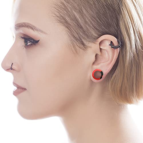 WBRWP 20/28pcs Ear Stretching kit Set: Hollow Hard/Soft Silicone Plugs and Tunnels Ear Expander Gauges Stretcher Body Piercing Jewelry - style: 28pcs Thick/Mixed Black&Red