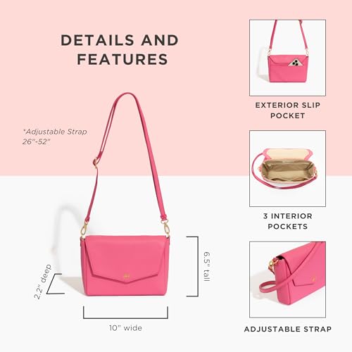 Freshly Picked Classic Crossbody Bag for Women - Stylish Handbag and Crossbody Purse Made with Premium Vegan Leather - color: Hot Pink