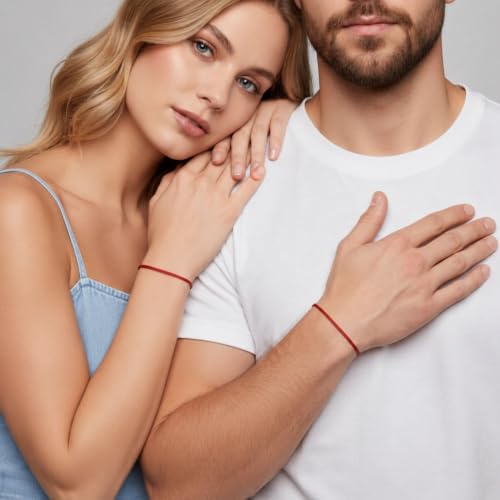 Luck Strings Thin Red Cord Bracelet - Waterproof Nylon Adjustable Surfer String Friendship Bracelet for Men, Women, Teens - Unisex Vegan Lightweight Summer Beach Accessories