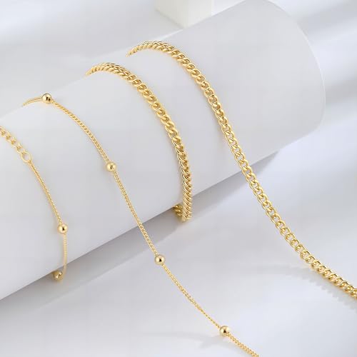 MFRYK 2PCS 14K Gold Plated Waist Chain Layered Pearl Cuban Beaded Satellite Figaro Belly Body Chain Boho Beach Waist Chains For Women Adjustable Waterproof Sexy Bikini Body Chain Jewelry For Women - style: Cuban Satellite Layered-Gold