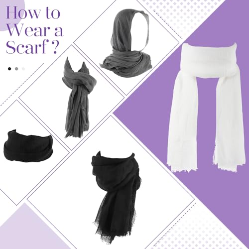 Yahenda 18 Picees Women Scarfs Shawl Hijab Soft Cotton Hemp Long Scarf Head Wraps for Women, 27 x 69 Inches - color: Achromatic Color