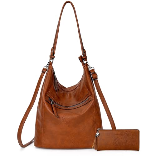 TANTOMI Hobo Bags Purses for Women, Women's Crossbody Handbags and Shoulder Bag, Multi-Pocket Large Hobo Purse - color: Brown.b