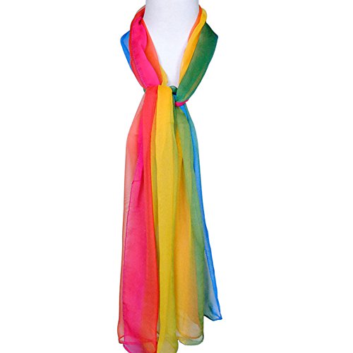 Women Soft Chiffon Lightweight Neck Scarf Head Hair Wrap - color: Multicolour