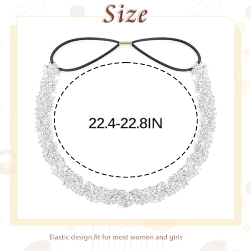 Rhinestone Homecoming Head Chain Jewelry Silver Sparkly Elastic Headband Forehead Crystal Braided Accessories For Women (Silver A, Free size) - color: Silver A