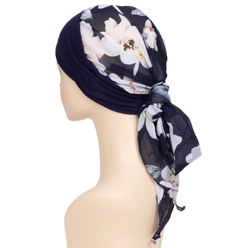 Headwear Turbans for Women - Lightweight Head Scarf for Women's Hair Chiffon Elegant Headwraps Hats - color: Cyan