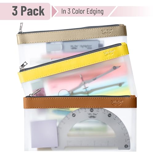 Mr. Pen- Clear Pencil Pouch, 8.50"x4.25", 3 Pack, Durable TPU Material | Medium Water-Resistant Pencil Bags with Smooth Zipper, Multipurpose Clear Pouch for Stationery, School, Office - color: Autumn, size: 3 Pack, Medium