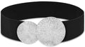 Women Wide Stretchy Waist Belts Elastic Cinch Belt for Dresses - color: Black Band Silver Buckle, size: Fit Waist 34"-37"