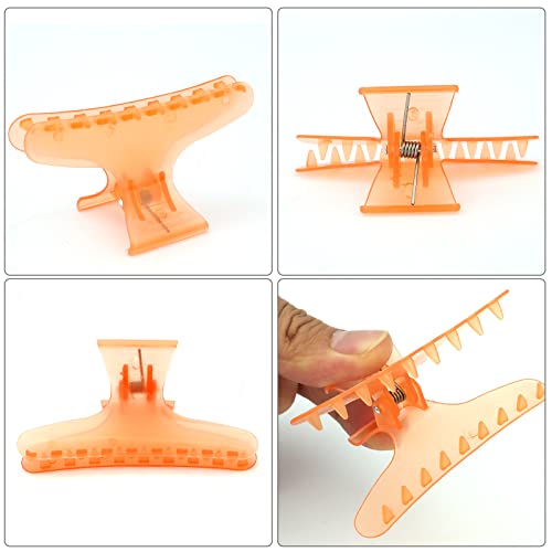Ondder Butterfly Hair Claws and Pro Salon Clips for Styling, Sectioning, Cutting, Coloring - Hair Accessories for Women, Girls, Men - color: 6 Pack Black + 6 Pack Orange