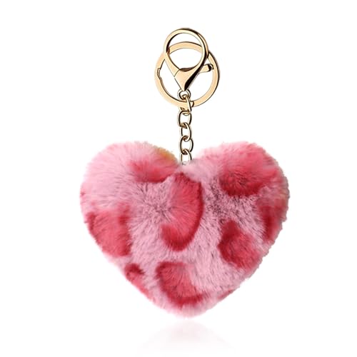Leopard Faux Fur Keychain for Purse Charms for Handbags Leopard Plush Key Chain for Car Keys - color: Color 10