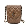 Phone Crossbody Bags for Women Small Vegan Leather Mini Shoulder Wallet Card Quilted Purse - color: B - Caramel & Gold