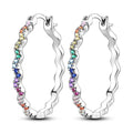NARMO 925 Sterling Silver Hoop Earrings for Women Hypoallergenic Lightweight Simple Huggie Hoop Earrings Twisted Hoop Earrings Colorful Cubic Zirconia Hoop Earrings Rainbow Hoop Earrings - color: Rainbow