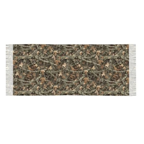 Skull Mushroom Hippie Scarf for Women– Winter Shawl with Tassels, Cozy Wrap for Women’s Festival & Casual Wear - color: Camo Hunting Camouflage Forest