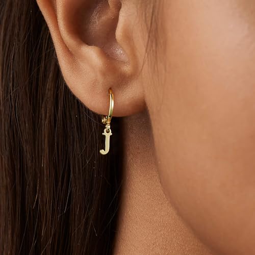 IEFWELL Earring for Teen Girls - Initial Hoop Earrings, Hypoallergenic Small 14K Gold Plated Huggie Hoop Earring, Dangle Earrings for Women Girls Jewelry Gifts for Women Mom - color: G