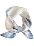 100% Mulberry Silk Scarf for Women Hair Lightweight Square Neckerchief Wrap For Head Scarves 21" - color: 17-light Blue Daisy /21"*21"