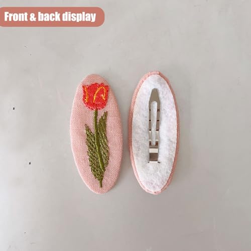 Set Of 2 Delicate Hand Embroidered Hair Clip Vintage Flower Zouju For Daughters Teens Women Girlfriends Wives Unique Hair Accessories (Pink hair clip) - color: Pink hair clip