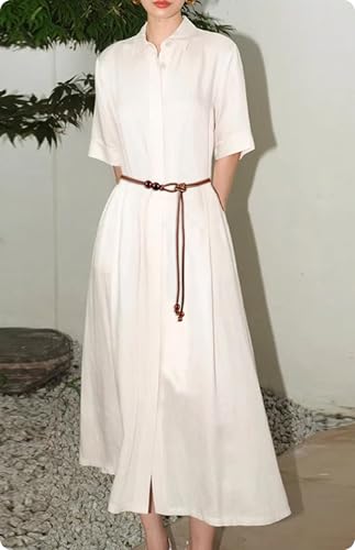 Womens Faux PU Leather Bead Rope Skinny Tie Belts for Skirt Dresses Jeans Pants Thin Dress Waist Belt - color: Brown