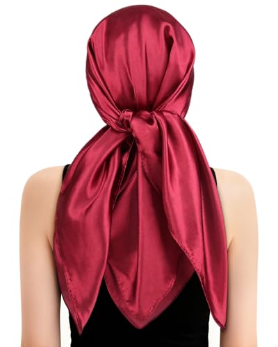 Silk Like Press Wrap Cap with Attached Hair Net Scarf - 2 in 1 Satin Scarf for Women, Soft Headband Hair Wrap for Sleep (Wine) - color: Wine
