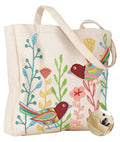 Miss Adola Embroidery Tote Bag with Pocket & Buckle - Reusable Canvas Tote for Women Cute Aesthetic Work Shopping Grocery Bag - style: Bird