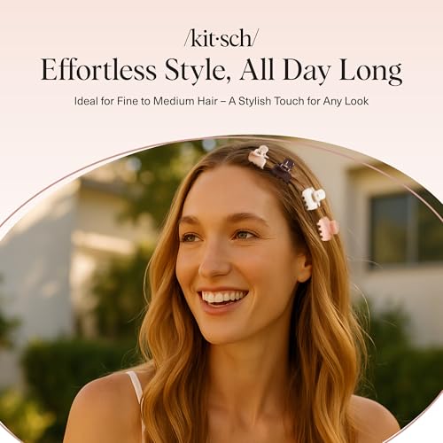 Kitsch Small Hair Clips for Women and Girls – Mini Claw Clips – Hair Accessories – Daily Styling, Recycled | Ideal Gifts for Women, Rosewood – 8pc Set - color: Rosewood