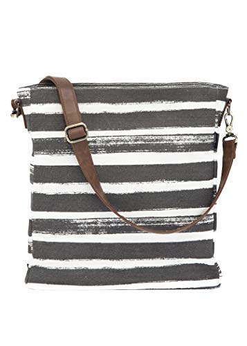 MAIKA Recycled Canvas City Sling Crossbody Bag - color: Stripes Charcoal