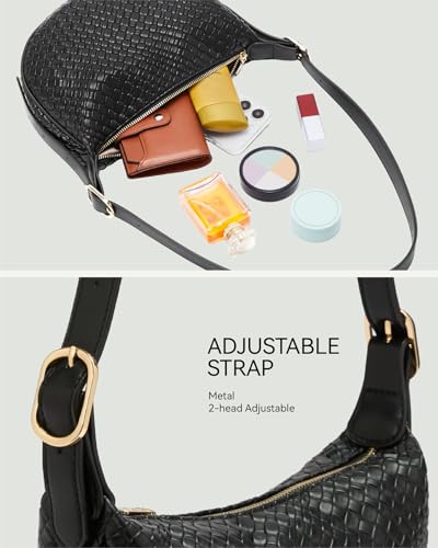 BOSTANTEN Purses for Women Crescent Crossbody Bag Vegan Leather Shoulder Hobo Handbag Adjustable Strap - color: Small Black