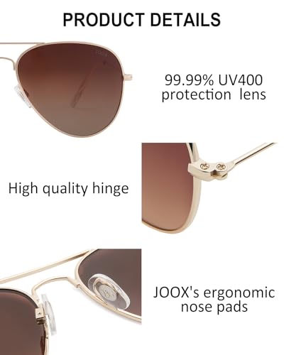 JOOX Polarized Aviator Sunglasses for Women Men, UV400 Protection Lens and Lightweight Metal Pilot Frame JX2775 - color: Gold/Brown Gradient