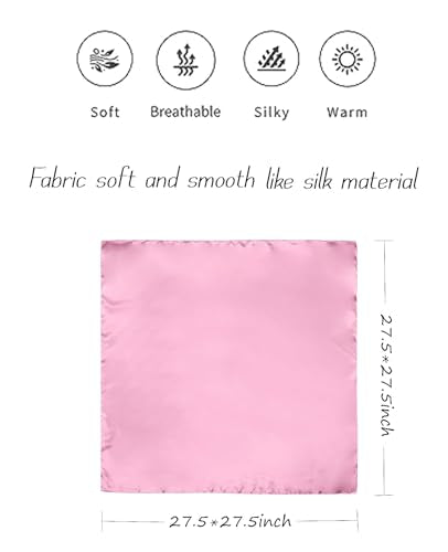 Hioyiwse Satin Square Scarf for Women Solid Color Emulation Silk Handkerchief Hair Ribbon Headband Handbag Purse - color: D8-pink(23.6*23.6inch)