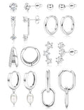 Small Gold Hoop Earrings Set for Women - 14K Gold Plated Hypoallergenic Huggie Hoop Studs Earring Stacks for Sensitive Ears - Cartilage Earring Sets for Multiple Piercing 8 Pairs