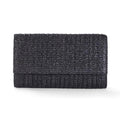 Huralona Women Straw Woven Clutch Purse Pleated Handbag for Summer Beach Vacation Straw Shoulder Crossbody Bag - color: Black3