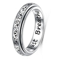 Ladytree Spinner Fidget Ring Sterling Silver Thumb Band for Women Anxiety Ring Platinum Plated Worry Stress Relief Just Breathe Boredom ADHD Autism Rings Boho Jewelry Gift - color: P-lotus just breathe