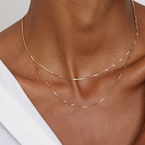 CHESKY Layered Necklaces for Women, 14K Gold Plated Chain Necklace Women Trendy Cuban Link Paperclip Chain Toggle Clasp Necklace Fashion Chunky Jewelry for Women - style: Box Chain-GD