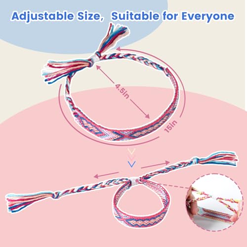 LOVEINUSA 8PCS Woven Friendship Bracelet, Nepal Style Woven Bracelets Braided Friendship Bracelets for Kids Girls Women and Teens Handmade Favor End of Year Gifts
