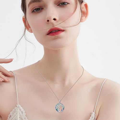 YFN Tree of Life Necklace Sterling Silver Crystal Jewelry Graduation Birthday Gifts for Women - color: Paint