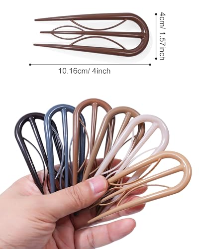 French Hair Pin for Women - U-Shaped Hair Fork for Updos, Chignons & French Twists, Durable Acrylic, Secure & Elegant Styling for All Hair Types (Neutral Colors) - color: Neutral Colors