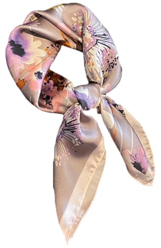 MINIDORA Satin Scarves for Women 27.5 × 27.5 inches Medium Square Elegant Silk Feeling Head Scarf - color: A003-pink Purple